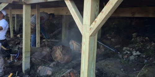 Stabilizing a deck by replacing deck posts in Birmingham, Al