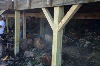 Stabilizing a deck by replacing deck posts in Birmingham, Al