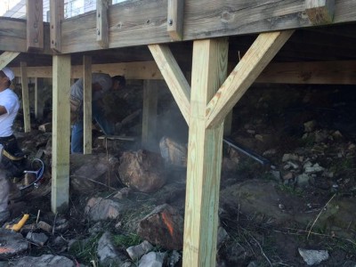 Stabilizing a deck by replacing deck posts in Birmingham, Al
